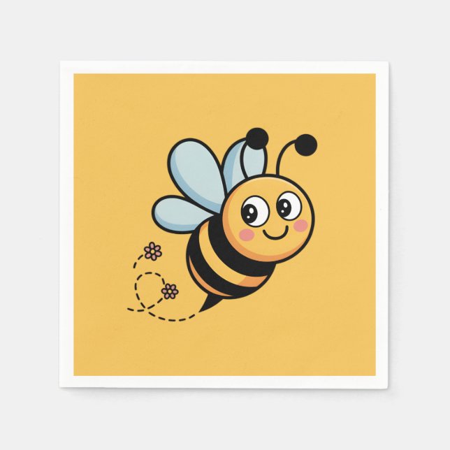 Child-Friendly Bee Mascot with Dotted Trail Pappersservett (Framsidan)