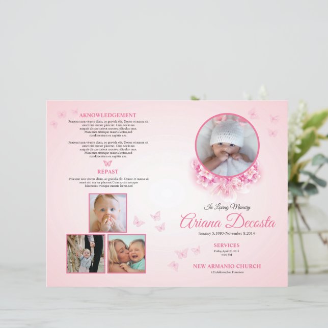 Child Funeral Program Template | Editable Memorial (Stående Fram)