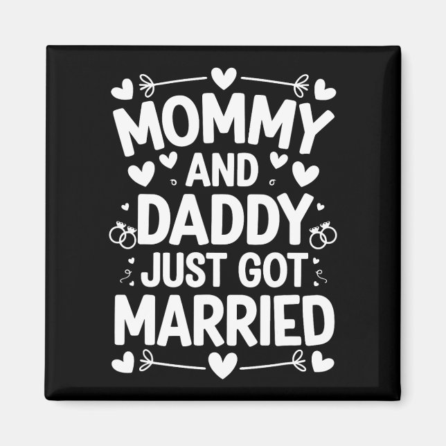 Child Giftermål Bröllop Bride Groom Mamma och papp Magnet (Framsidan)