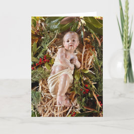 Child in Manger Christmas Card Kort