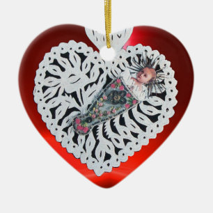 Child Jesus,Antique Jul Heart Papper Carving Julgransprydnad Keramik