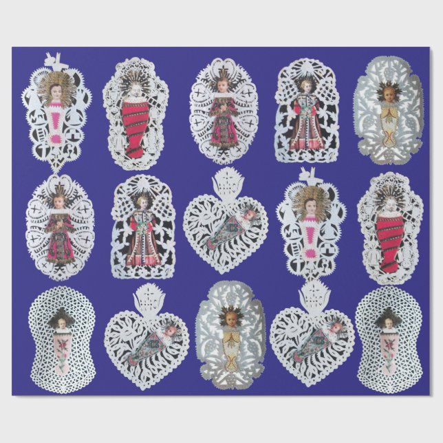 Child Jesus,Antique Jul Papper Carving, Blue Presentpapper (Platt)