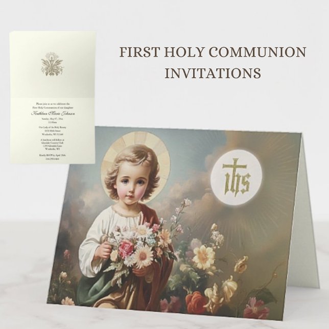 Child Jesus Eucharist First Heliga Communidad Inbjudan (Skapare uppladdad)