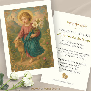Child Jesus Lamb Funeral Memorial Prayer Visitkort