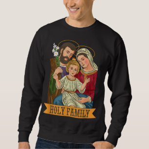 Child Jesus, Virgin Mary och St Joseph Lång Ärmad Tröja