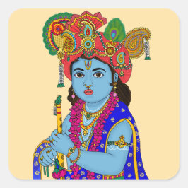 Child Krishna Sticker Fyrkantigt Klistermärke