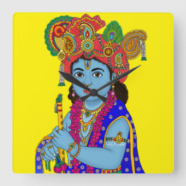 Child Krishna Wall Clock Fyrkantig Klocka