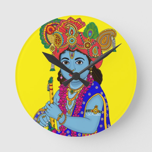 Child Krishna Wall Clock Rund Klocka (Framsida)