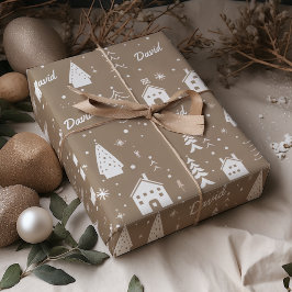 Child Namn Brown Craft-jul Presentpapper