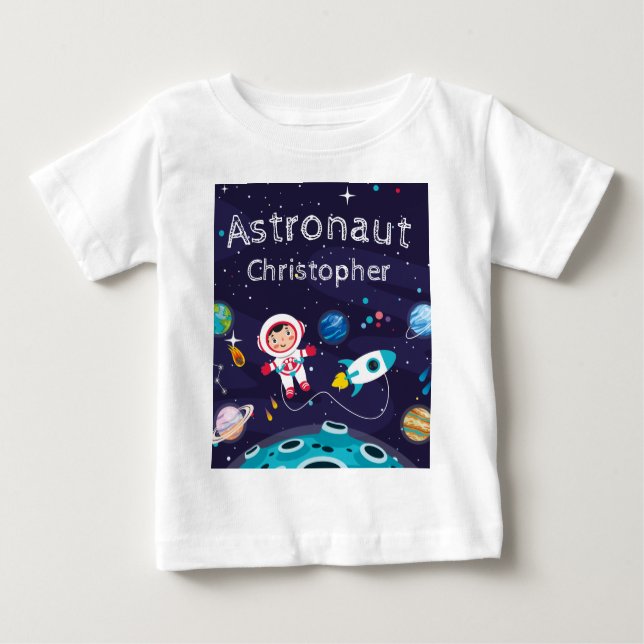  child on the moon, monogrammed name t shirt (Framsida)
