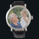Child Photo Me & My Grandpa Anpassningsbar Armbandsur<br><div class="desc">Min och morfar. Anpassningsbar Photo. Anpassningsbar Vit text.</div>