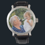 Child Photo Me & My Grandpa Anpassningsbar Armbandsur<br><div class="desc">Min och morfar. Anpassningsbar Photo. Anpassningsbar Vit text.</div>