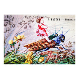 Child Riding Grashoppers Fototryck