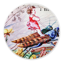 Child Riding Grashoppers Knopp