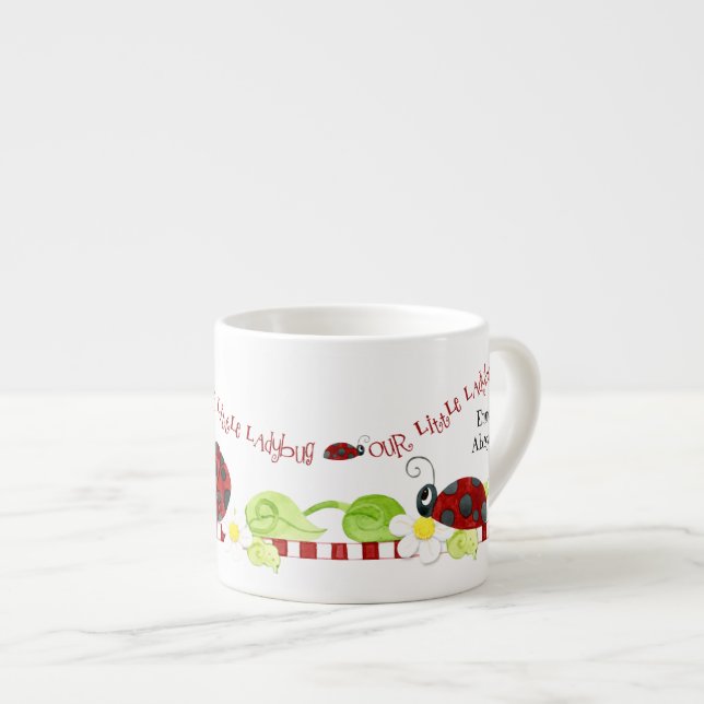 Child Storleka Tekopp för Tea Party, Ladybug-blomm Espressomugg (Framsida höger)