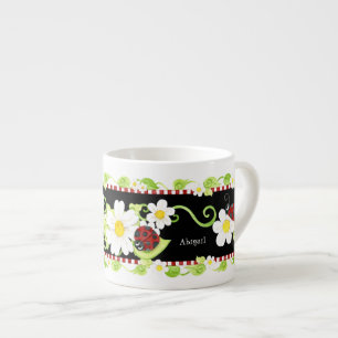 Child Storleka Tekopp för Tea Party, Ladybug-blomm Espressomugg