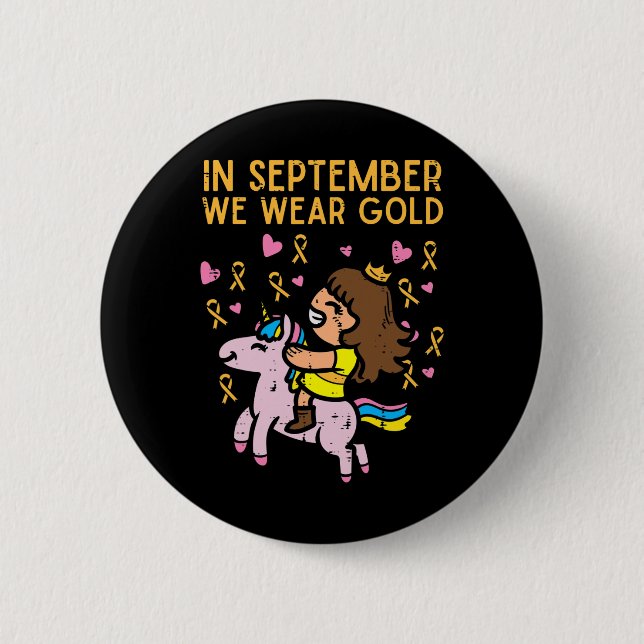 Child Unicorn September Bära Guld Childness Cancer Knapp (Framsida)