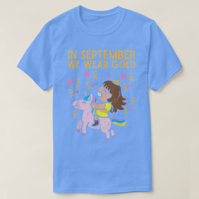 Child Unicorn September Bära Guld Childness Cancer T Shirt (Design framsida)