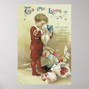 Child Valentine Presenter Heart Poster