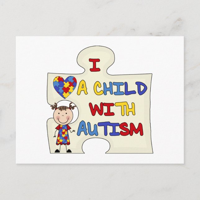 Child WIth Autism Brunette Girl 2 Vykort (Framsida)