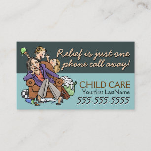 Childcare.Babysitting.Custom-text/färg Visitkort