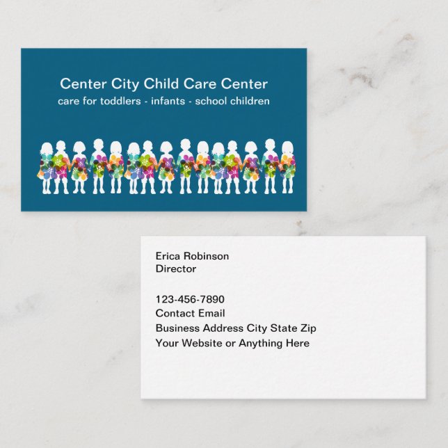 Childcare Center Theme Business Cards  Visitkort (Fram/baksida)