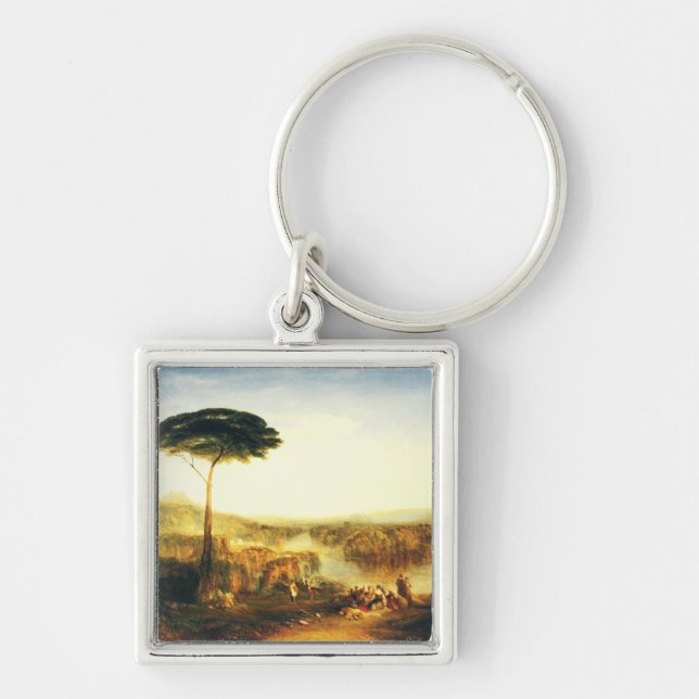 Childe Harold's pilgrimsfärd av Joseph Turner Fyrkantig Silverfärgad Nyckelring (Framsidan)