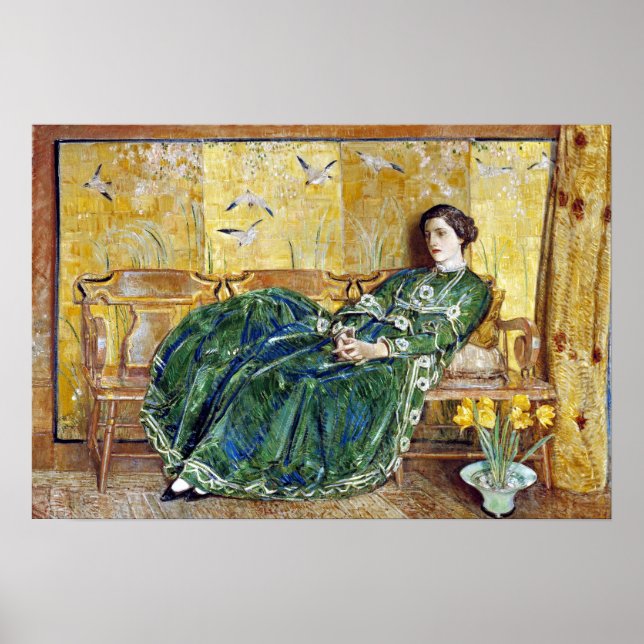 Childe Hassam April (Grönten Gown) Poster (Framsidan)