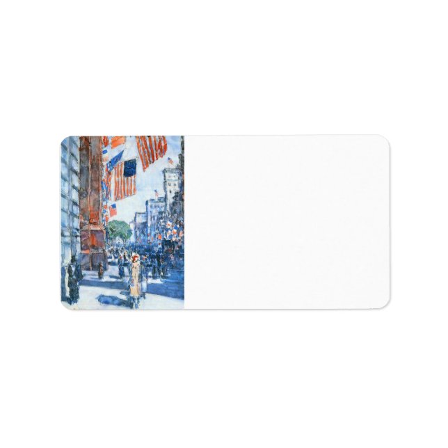 Childe Hassam - Flaggor Femte Avenue Adressetikett (Framsidan)