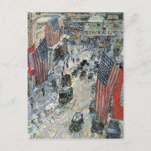 Childe Hassam - Flaggor på Femte Avenue Winter 191 Vykort