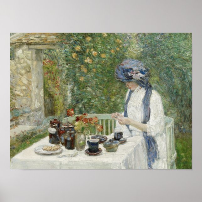 Childe Hassam - Fransk Tea Garden Poster (Framsidan)