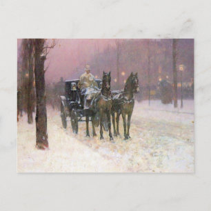 Childe Hassam - gataplats med två cabs Vykort