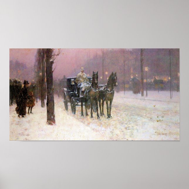 Childe Hassam - Gatuscen med två kabinett Poster (Framsidan)