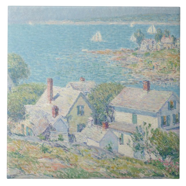 Childe Hassam - New England Headlands Kakelplatta (Framsidan)