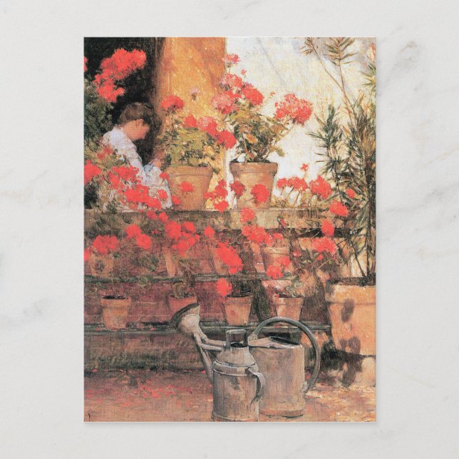 Childe Hassam - Red Geraniums Vykort (Framsida)