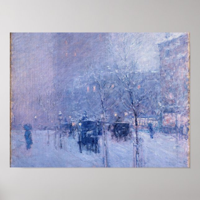 Childe Hassam - Sent eftermiddag, New York, Winter Poster (Framsidan)