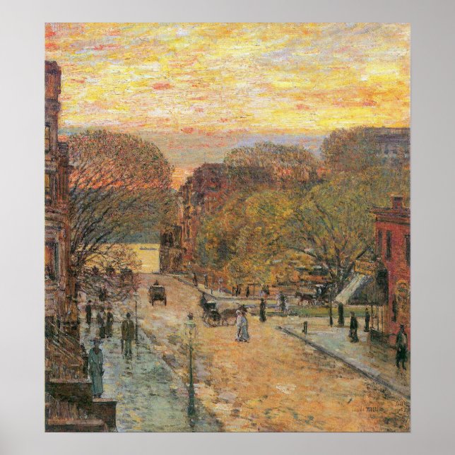 Childe Hassam-Väster 78th Street i Vår Poster (Framsidan)