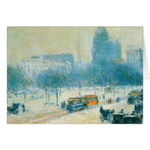 Childe Hassam - vintern i union kvadrerar OBS Kort