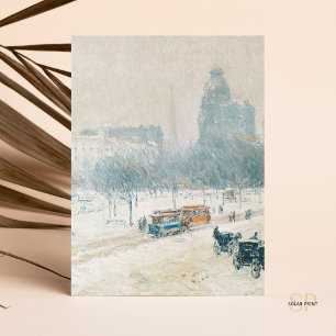 Childe Hassam Winter in Union Square Painting Art Vykort