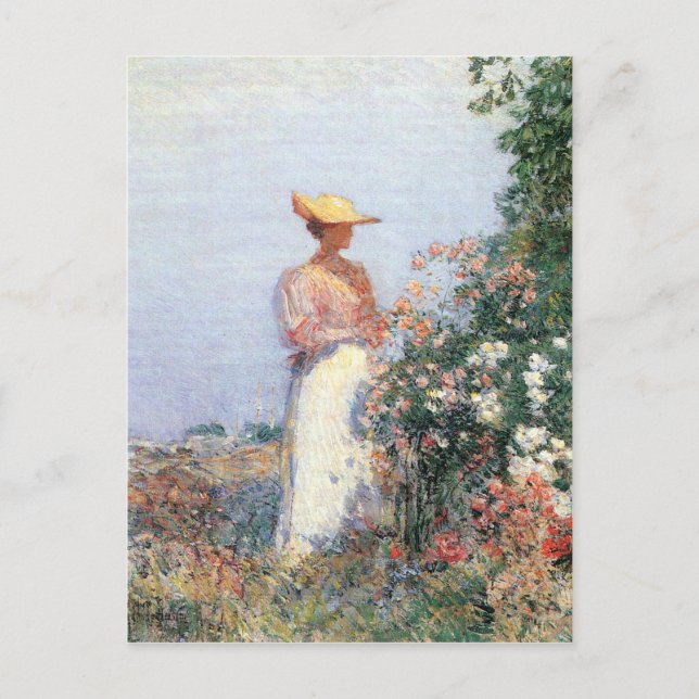 Childe Hassam - Woman i Garden Vykort (Framsida)
