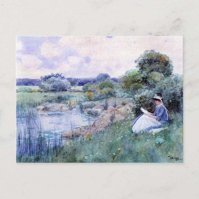 Childe Hassam - Woman-läsning Vykort (Framsida)