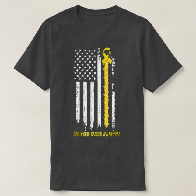Childhood Cancer Awareness America Flag Gold Ribbo T Shirt (Design framsida)
