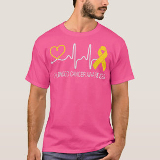 Childhood Cancer Awareness Heartbeat Gold Ribbon41 T Shirt