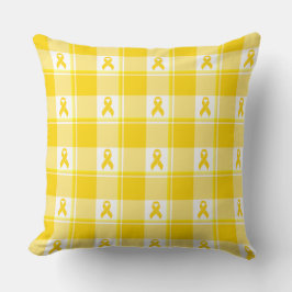 Childhood Cancer Awareness Plaid Gold Ribbon Kudde