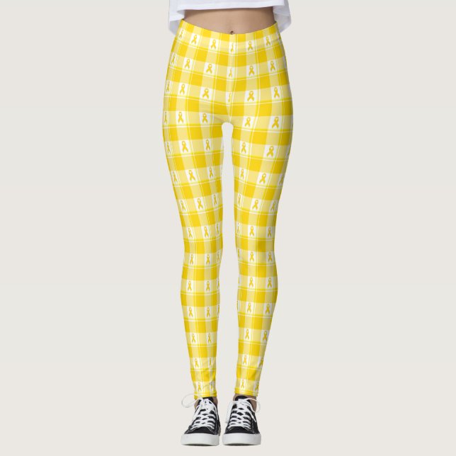 Childhood Cancer Awareness Plaid Gold Ribbon Leggings (Framsida)