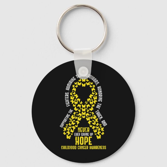 Childhood Cancer Ribbon Never Giving Up Hope Aware Nyckelring (Framsida)