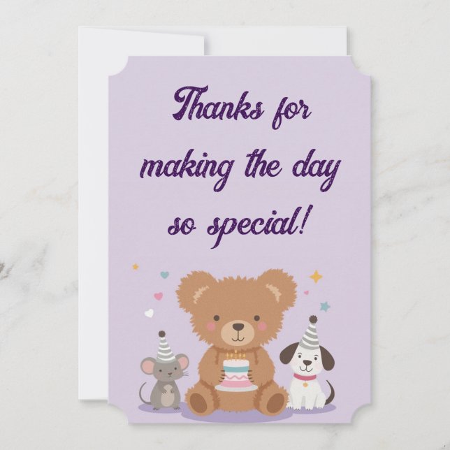Childish Thank You Birthday Card Fun Kids Party Julkort (Framsida)