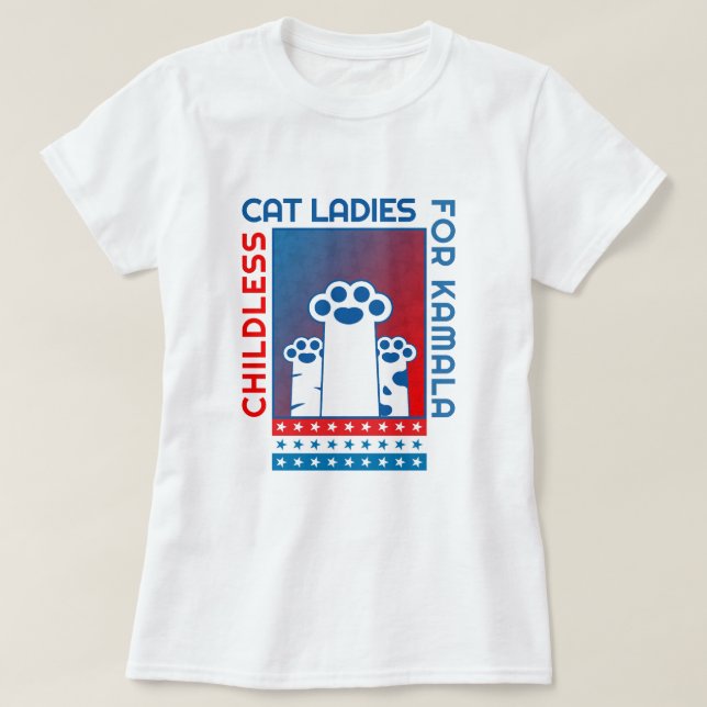 CHILDLESS Cat Dam för Kamala Patriotic T Shirt (Design framsida)