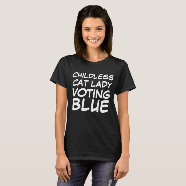 CHILDLESS CAT DAM RÖSTNING BLUE DEMCRAT T-Shirt (Hel framsida)