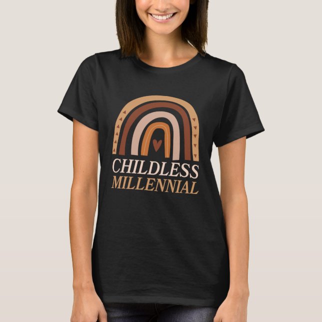 Childless Millennial Heart Love Bohemian Rainbow S T Shirt (Framsida)